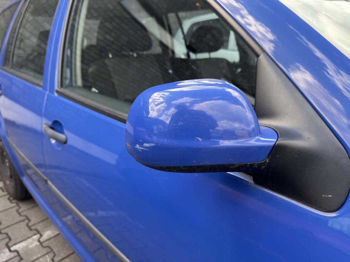 VW Golf 4 original Au&szlig;enspiegel rechts elektrisch verstellbar beheizt LA5C Surfblau Bj.2001